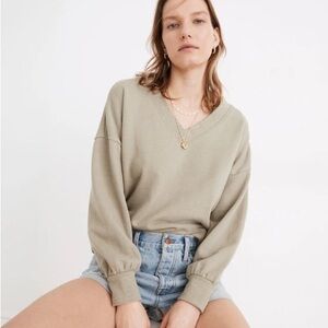 Madewell Sage Green V-Neck Sweatshirt Size S